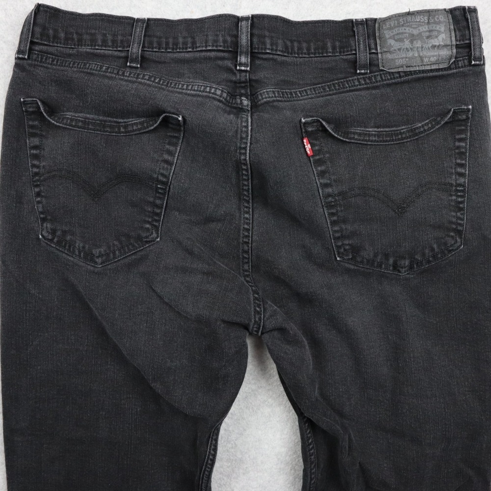 Levi's 505‎ Jeans Mens 40x30 Regular Fit Stretch Flex 5-Pocket Denim Black - Picture 12 of 12